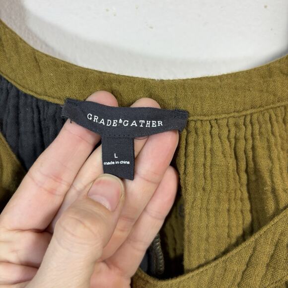 Grade and Gather Sz L Two Tone Maxi Dress Charcoal/Golden Rod Fall Lagenlook - Picture 5 of 13